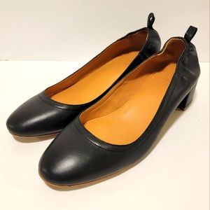 J. CREW Block heel shoes Anya black leather pumps women size 9.5 run small